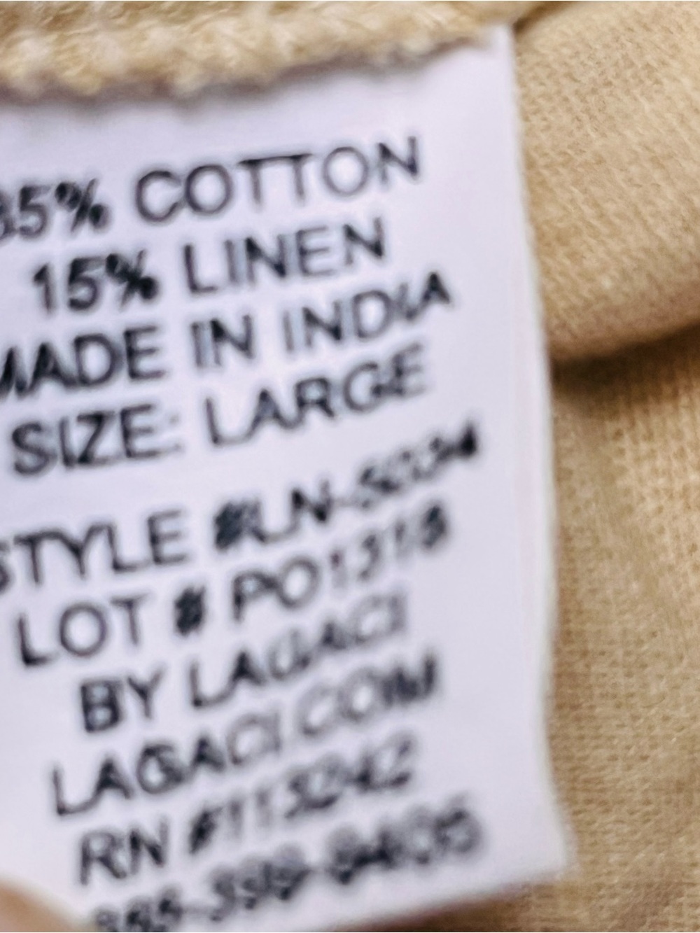 Lagaci  Crop Pants Linen Blend Tan Beach Drawstring Elastic Pull On Pockets Sz L - Picture 12 of 12